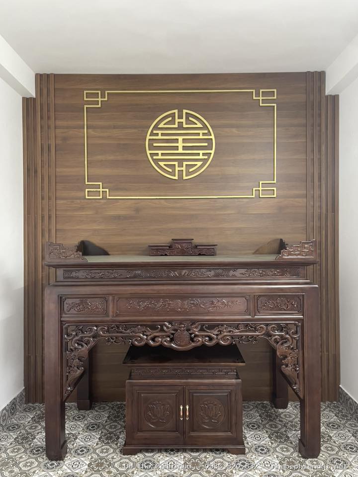 Mẫu Bàn Thờ Chung Cư Chữ Phúc Lộc Gỗ Sồi - Kho bàn thờ hiện đại